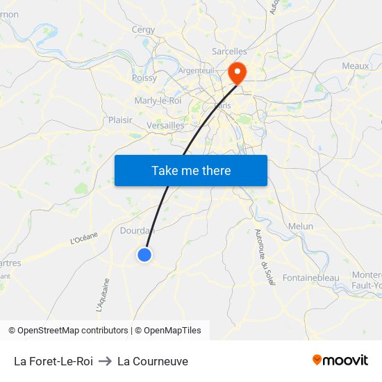 La Foret-Le-Roi to La Courneuve map