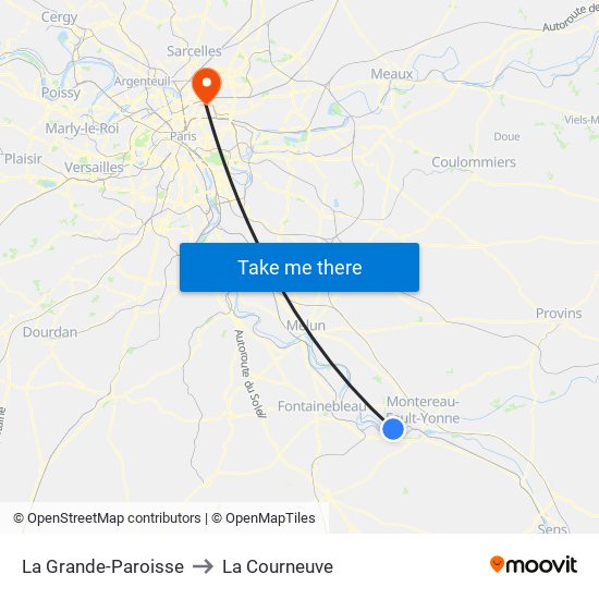 La Grande-Paroisse to La Courneuve map