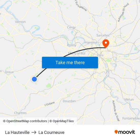 La Hauteville to La Courneuve map