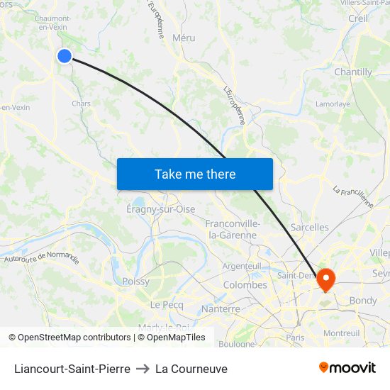Liancourt-Saint-Pierre to La Courneuve map