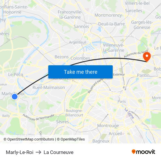 Marly-Le-Roi to La Courneuve map