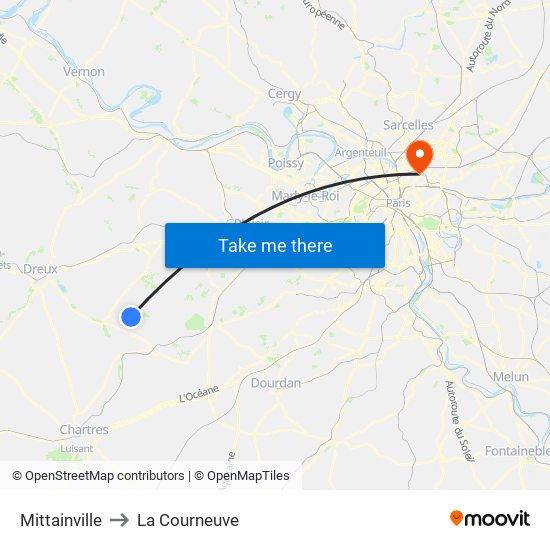 Mittainville to La Courneuve map