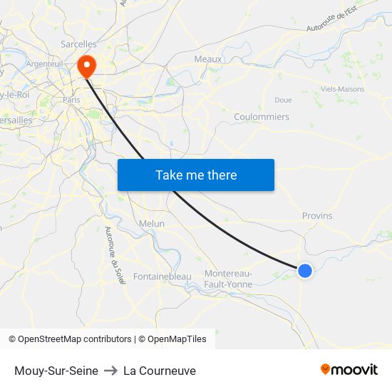 Mouy-Sur-Seine to La Courneuve map
