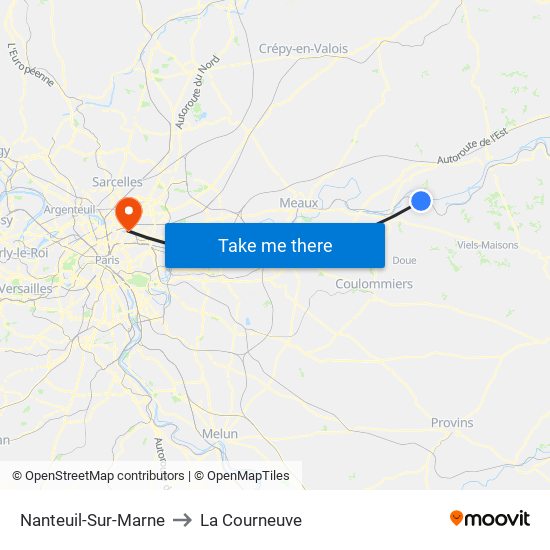 Nanteuil-Sur-Marne to La Courneuve map
