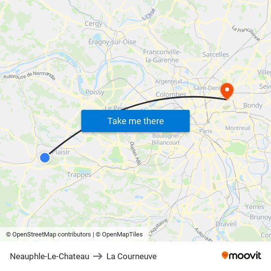 Neauphle-Le-Chateau to La Courneuve map