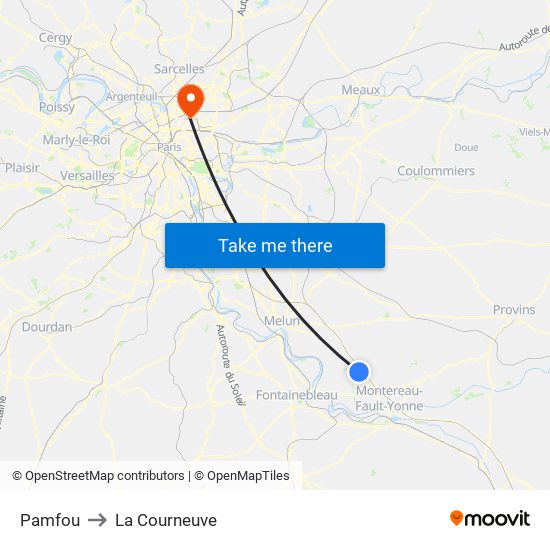 Pamfou to La Courneuve map