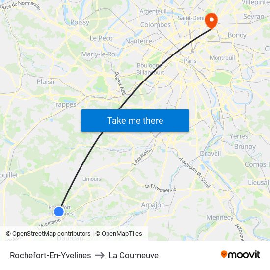 Rochefort-En-Yvelines to La Courneuve map