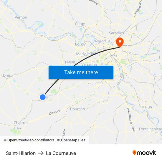 Saint-Hilarion to La Courneuve map