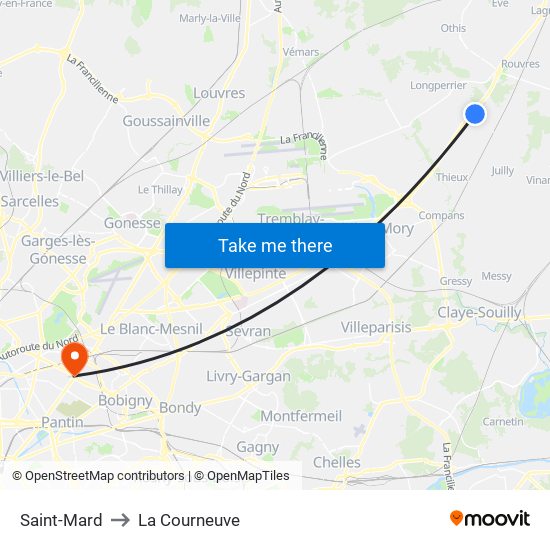 Saint-Mard to La Courneuve map