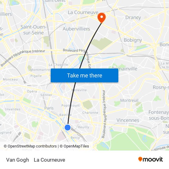 Van Gogh to La Courneuve map