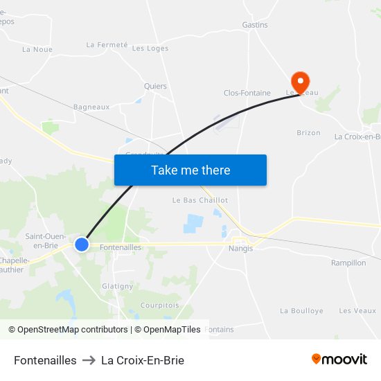 Fontenailles to La Croix-En-Brie map