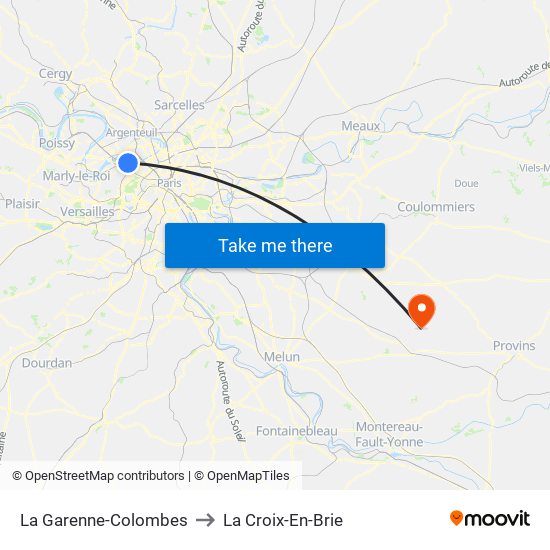 La Garenne-Colombes to La Croix-En-Brie map