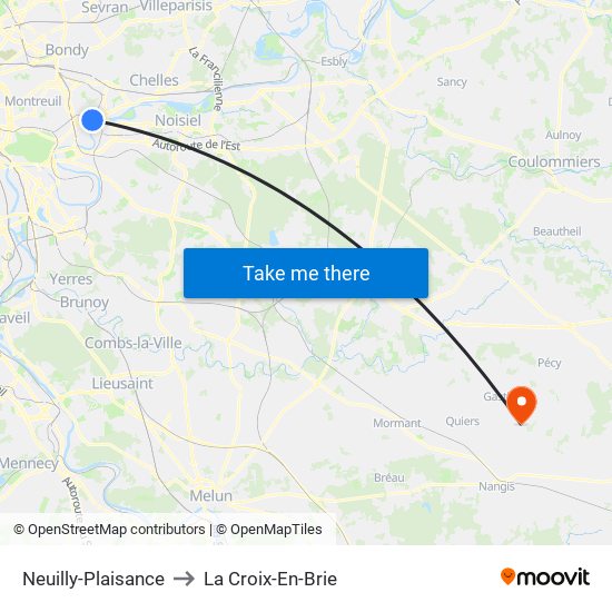 Neuilly-Plaisance to La Croix-En-Brie map