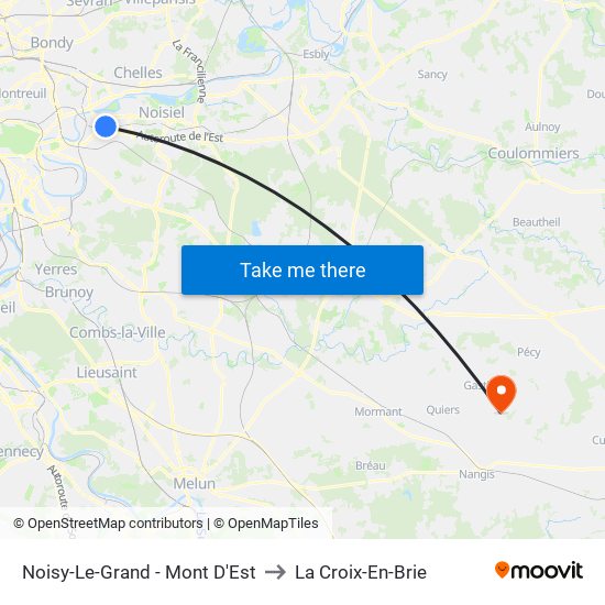 Noisy-Le-Grand - Mont D'Est to La Croix-En-Brie map