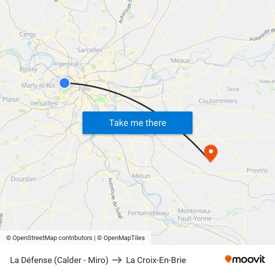 La Défense (Calder - Miro) to La Croix-En-Brie map