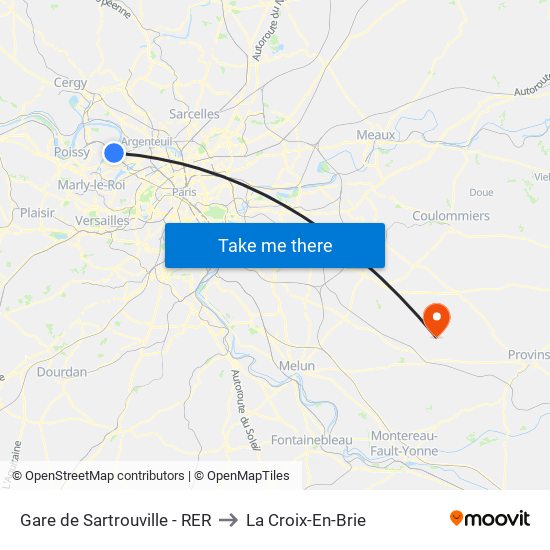 Gare de Sartrouville - RER to La Croix-En-Brie map