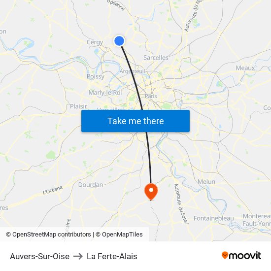 Auvers-Sur-Oise to La Ferte-Alais map