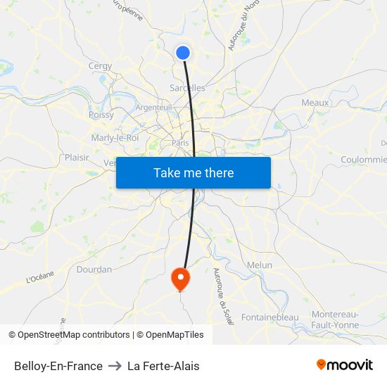 Belloy-En-France to La Ferte-Alais map
