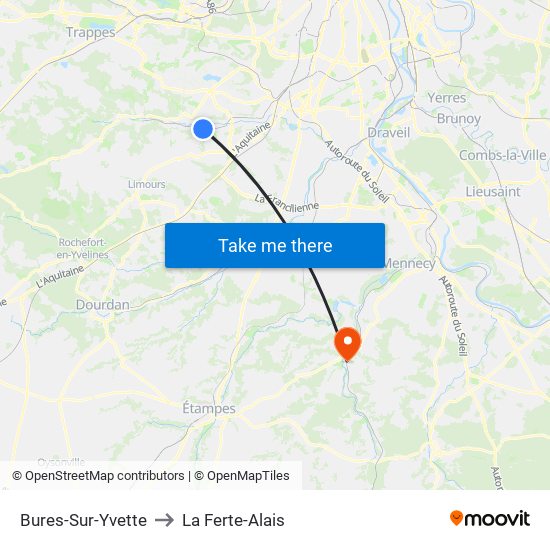 Bures-Sur-Yvette to La Ferte-Alais map