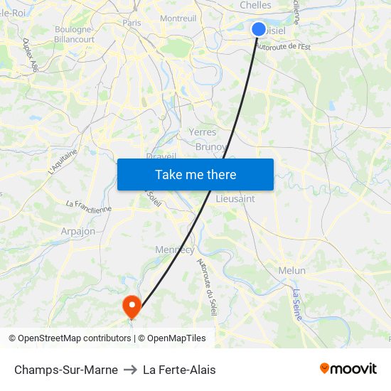 Champs-Sur-Marne to La Ferte-Alais map