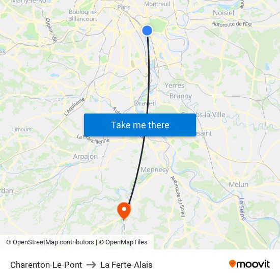 Charenton-Le-Pont to La Ferte-Alais map