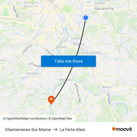 Chennevieres-Sur-Marne to La Ferte-Alais map