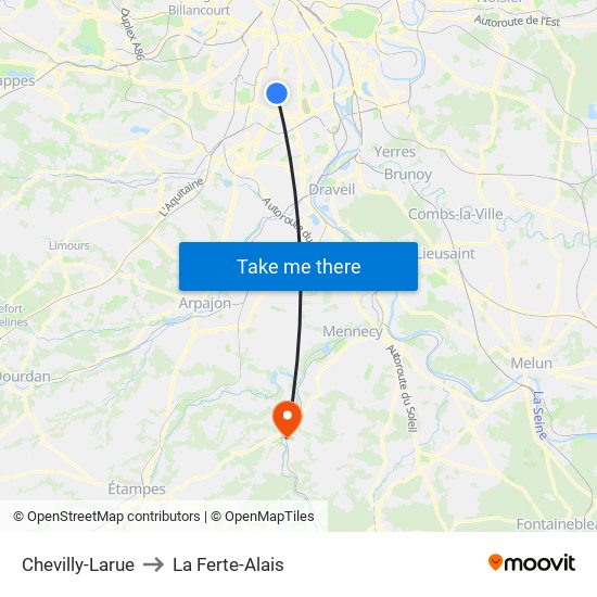 Chevilly-Larue to La Ferte-Alais map