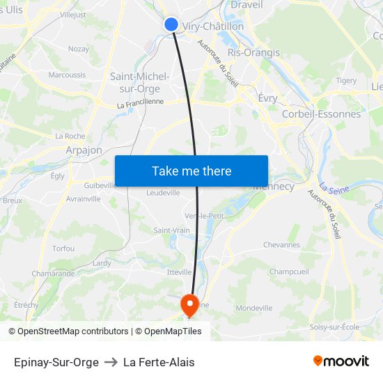 Epinay-Sur-Orge to La Ferte-Alais map