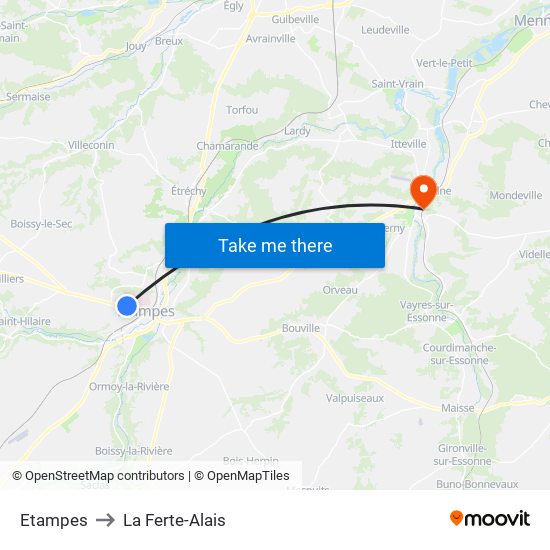 Etampes to La Ferte-Alais map