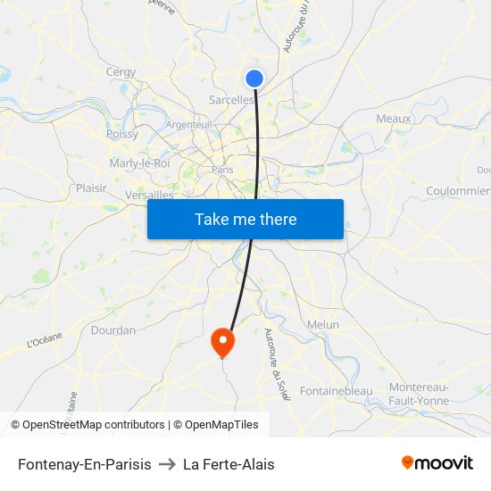 Fontenay-En-Parisis to La Ferte-Alais map