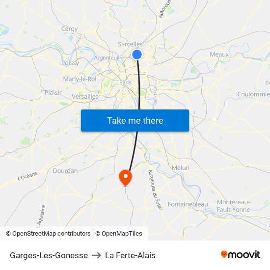 Garges-Les-Gonesse to La Ferte-Alais map