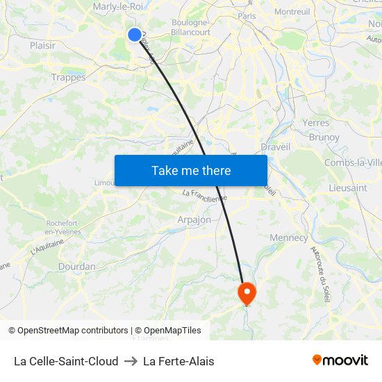 La Celle-Saint-Cloud to La Ferte-Alais map