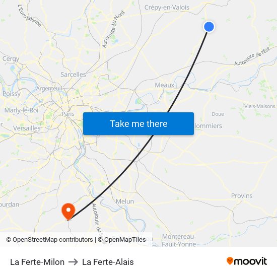 La Ferte-Milon to La Ferte-Alais map