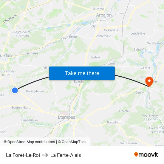 La Foret-Le-Roi to La Ferte-Alais map