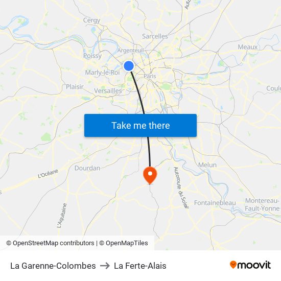 La Garenne-Colombes to La Ferte-Alais map