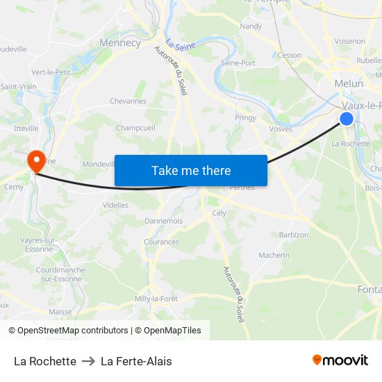 La Rochette to La Ferte-Alais map