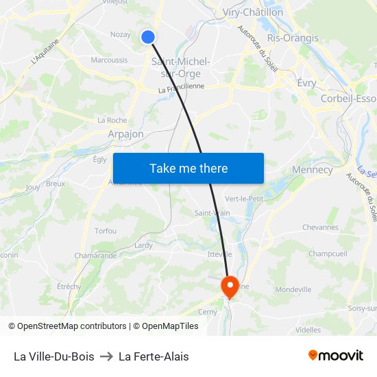 La Ville-Du-Bois to La Ferte-Alais map