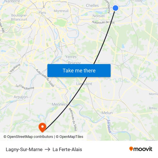 Lagny-Sur-Marne to La Ferte-Alais map
