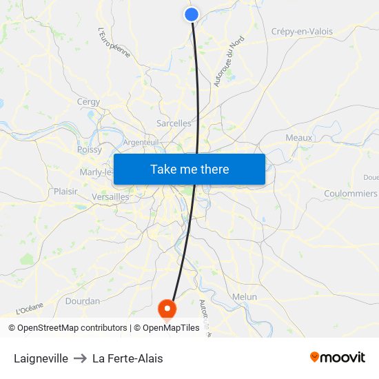 Laigneville to La Ferte-Alais map