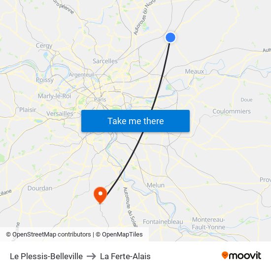 Le Plessis-Belleville to La Ferte-Alais map