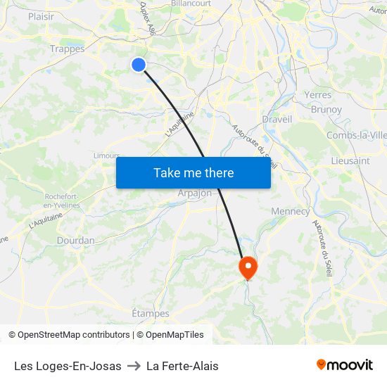 Les Loges-En-Josas to La Ferte-Alais map
