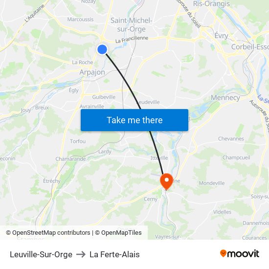 Leuville-Sur-Orge to La Ferte-Alais map