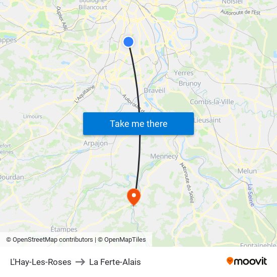L'Hay-Les-Roses to La Ferte-Alais map