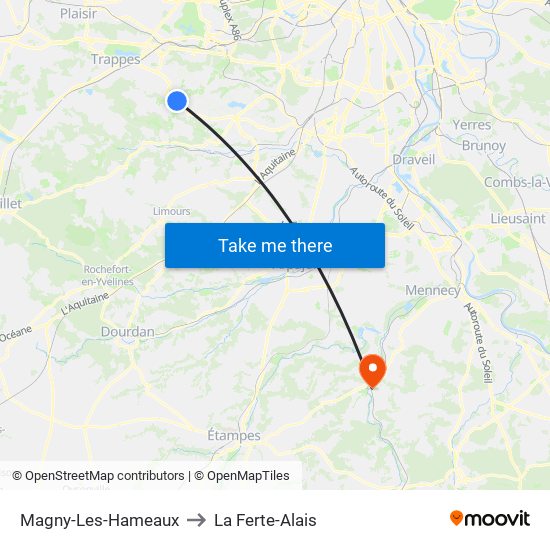 Magny-Les-Hameaux to La Ferte-Alais map