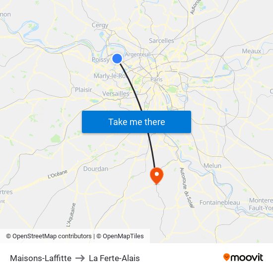 Maisons-Laffitte to La Ferte-Alais map