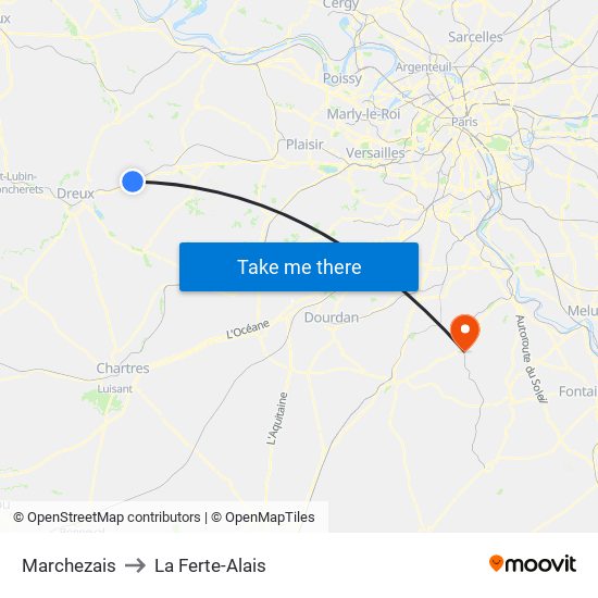 Marchezais to La Ferte-Alais map