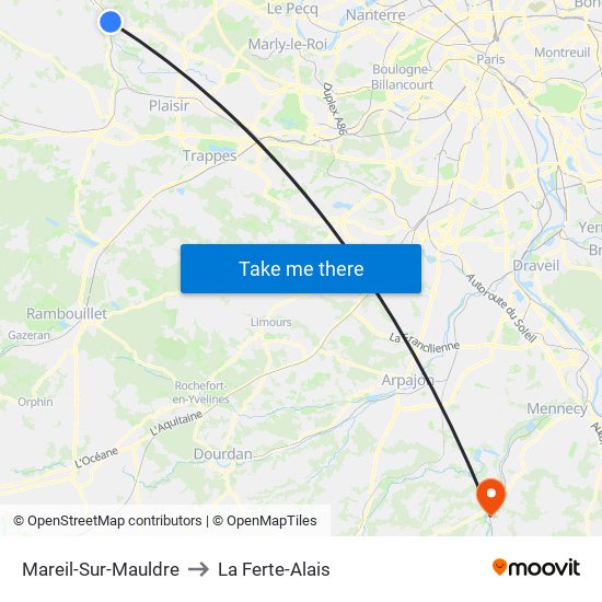 Mareil-Sur-Mauldre to La Ferte-Alais map