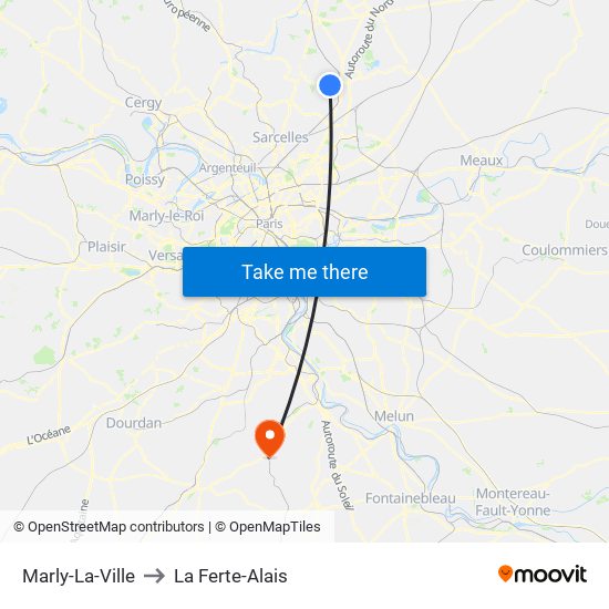 Marly-La-Ville to La Ferte-Alais map