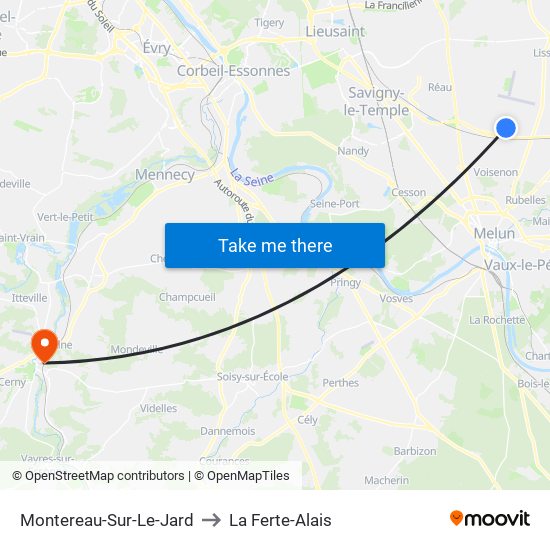 Montereau-Sur-Le-Jard to La Ferte-Alais map