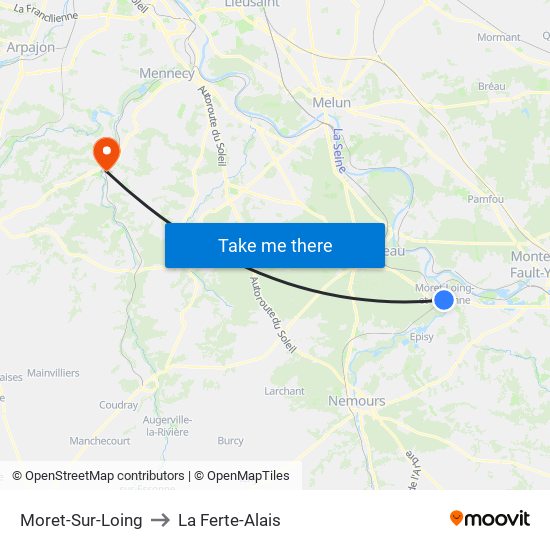 Moret-Sur-Loing to La Ferte-Alais map